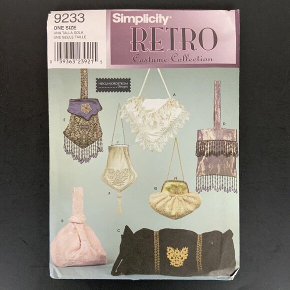 Simplicity Retro Costume Collection 9233 Purses Evening Bag Sewing Pattern - Picture 1 of 3